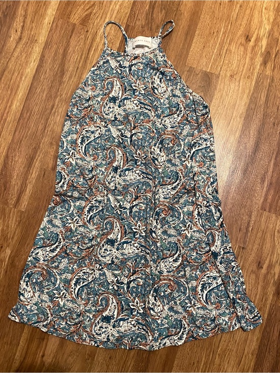 French Grey Dresses & Skirts - French Grey Teal, Rust and Cream Paisley Halter Dress